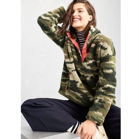 J. Crew Snap-collar Sherpa Fleece Sweatshirt size XS - Picture 1 of 11
